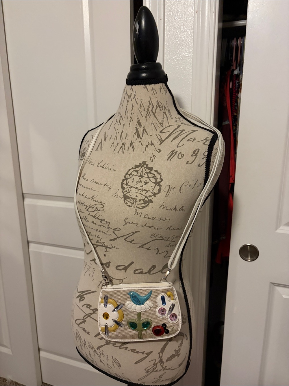 Brighton Cream Crossbody with Multicolor Floral Appliqués